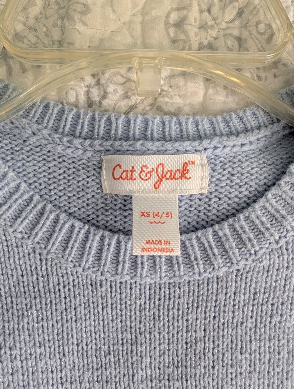 Cat & Jack Pale Blue Knit Long-Sleeve Girls Dress - Picture 3 of 3